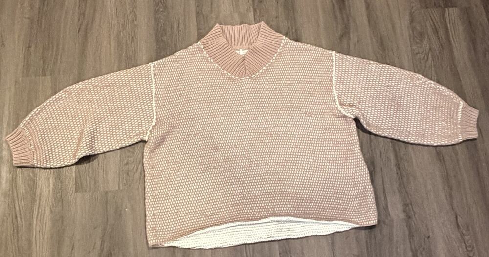 NWOT Free People Brown White Striped Knit Women’s Sweater Size Medium